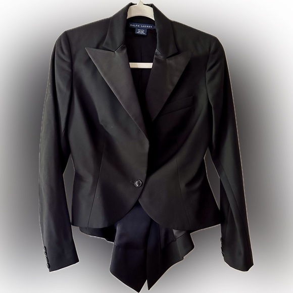 Ralph Lauren Made in Italy Black Cropped Tuxedo Gail Tailcoat - Picture 16 of 16
